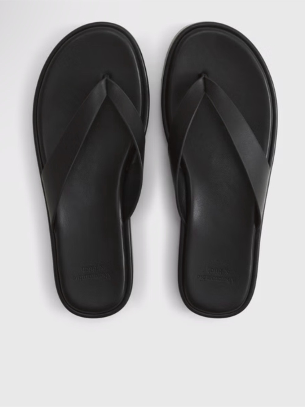 Abercrombie & Fitch Black Leather-Style Flip Flops
